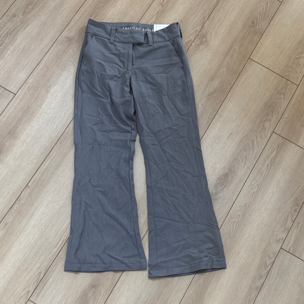 American Eagle Gray Baggy Flare Trousers SZ 00P NWT!